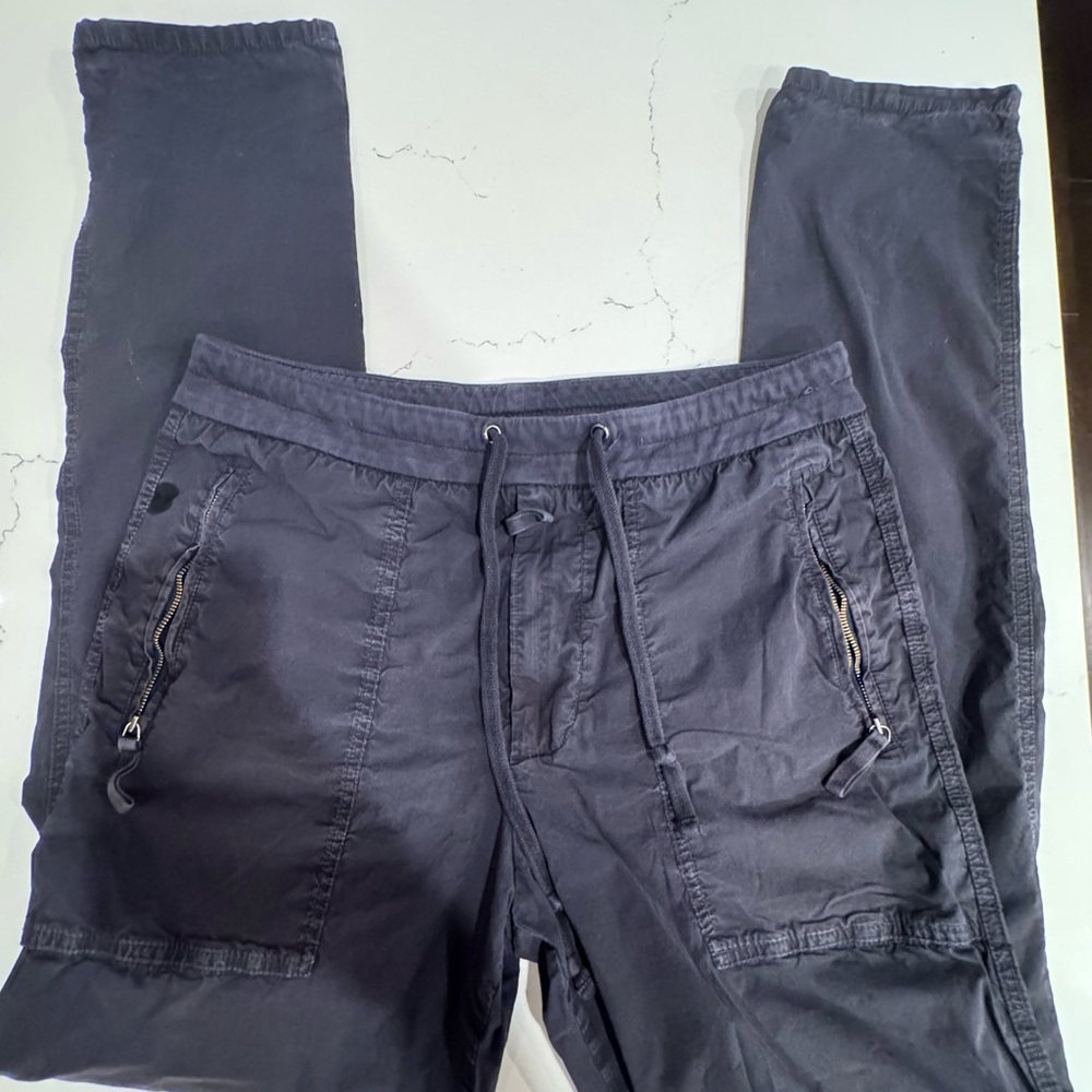 James Perse Black Cargo Pants with Elastic Waistband